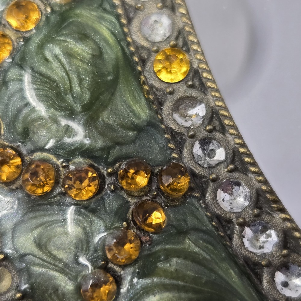 VTG Brass Tilting Vanity Mirror Table Mirror Standing Mirror Frame Rhinestones