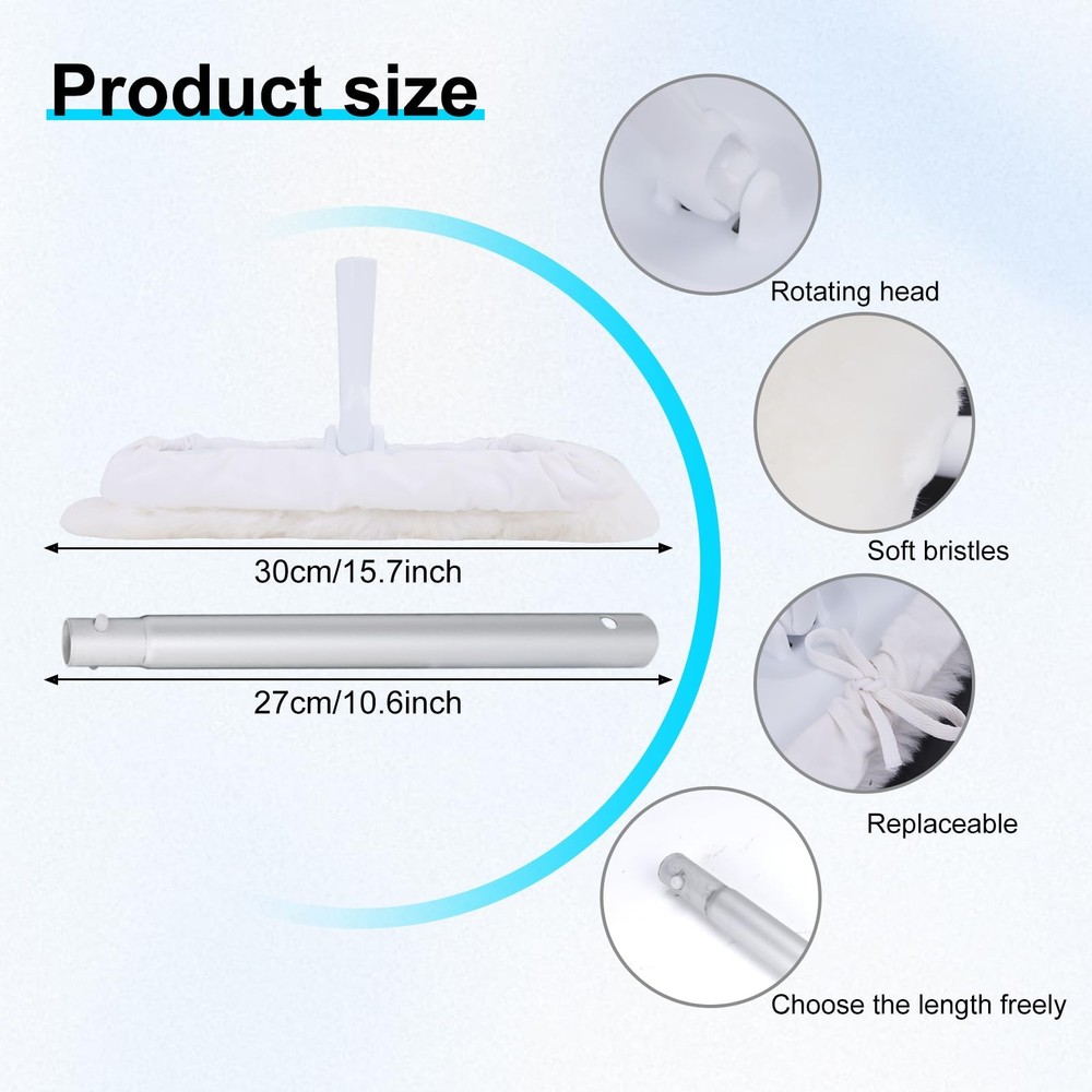 360° Adjustable Lambswool Applicator Kit, Extendable Lambskin Deck White