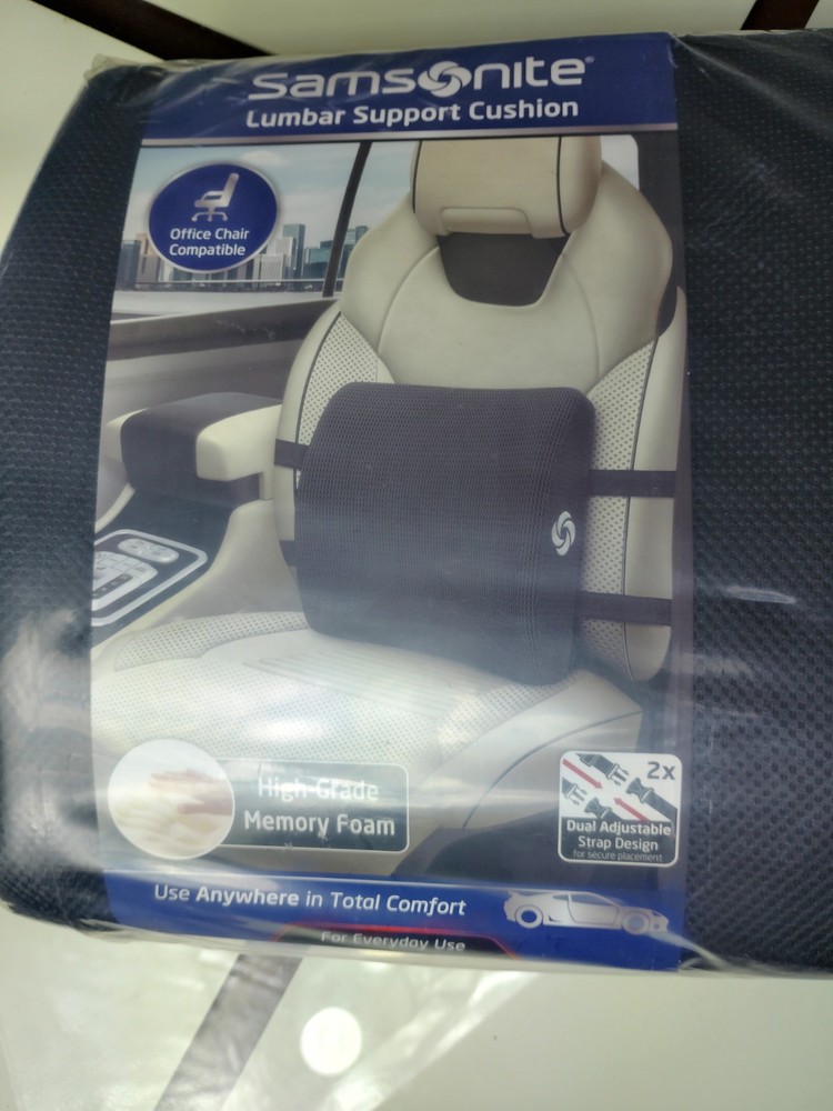 Samsonite Premium Memory Foam Lumbar Back Support Cushion NEW