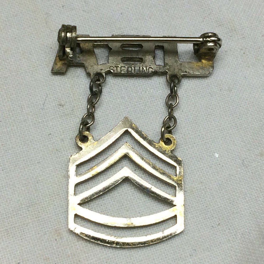 Vintage Sterling USA Military Pin Sergeant