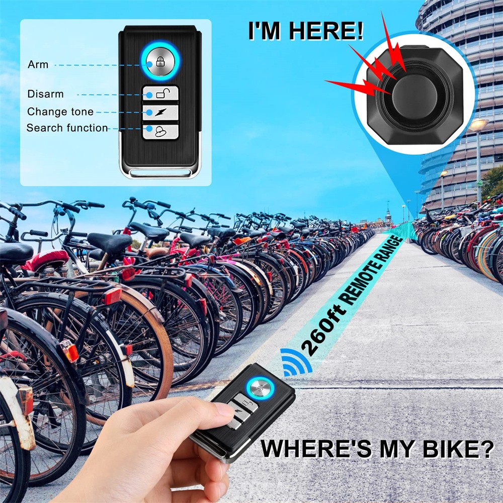 USB Charging Bike Anti Theft Alarm with Remote Vibration Sensor Security System