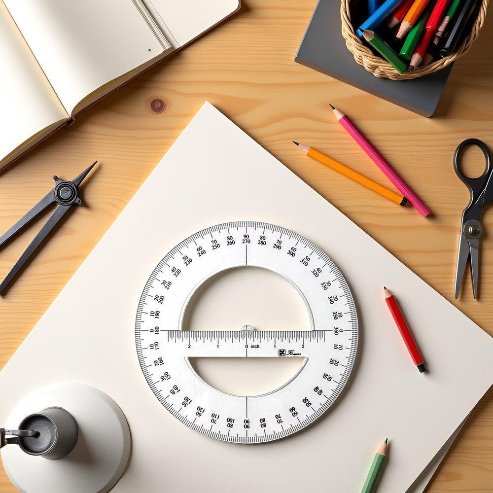 6 Inch 360 Degree Protractor Round Angular Ruler for Drawing Drafting Geometry