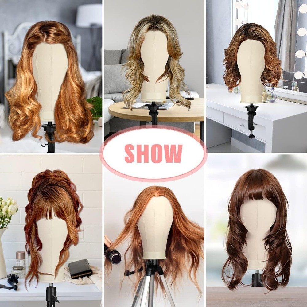 Deluxe 23" Wig Display Mannequin Head - Canvas Block, Polyurethane, Complete Set