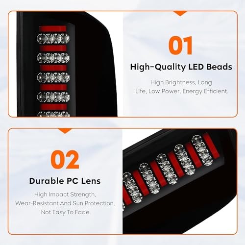 LED Tail Light Assembly Compatible with Dodge Ram Black Smoked 2002-2006 RAM