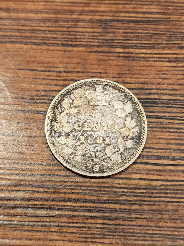 1881H Canada 5 Cents Silver Coin