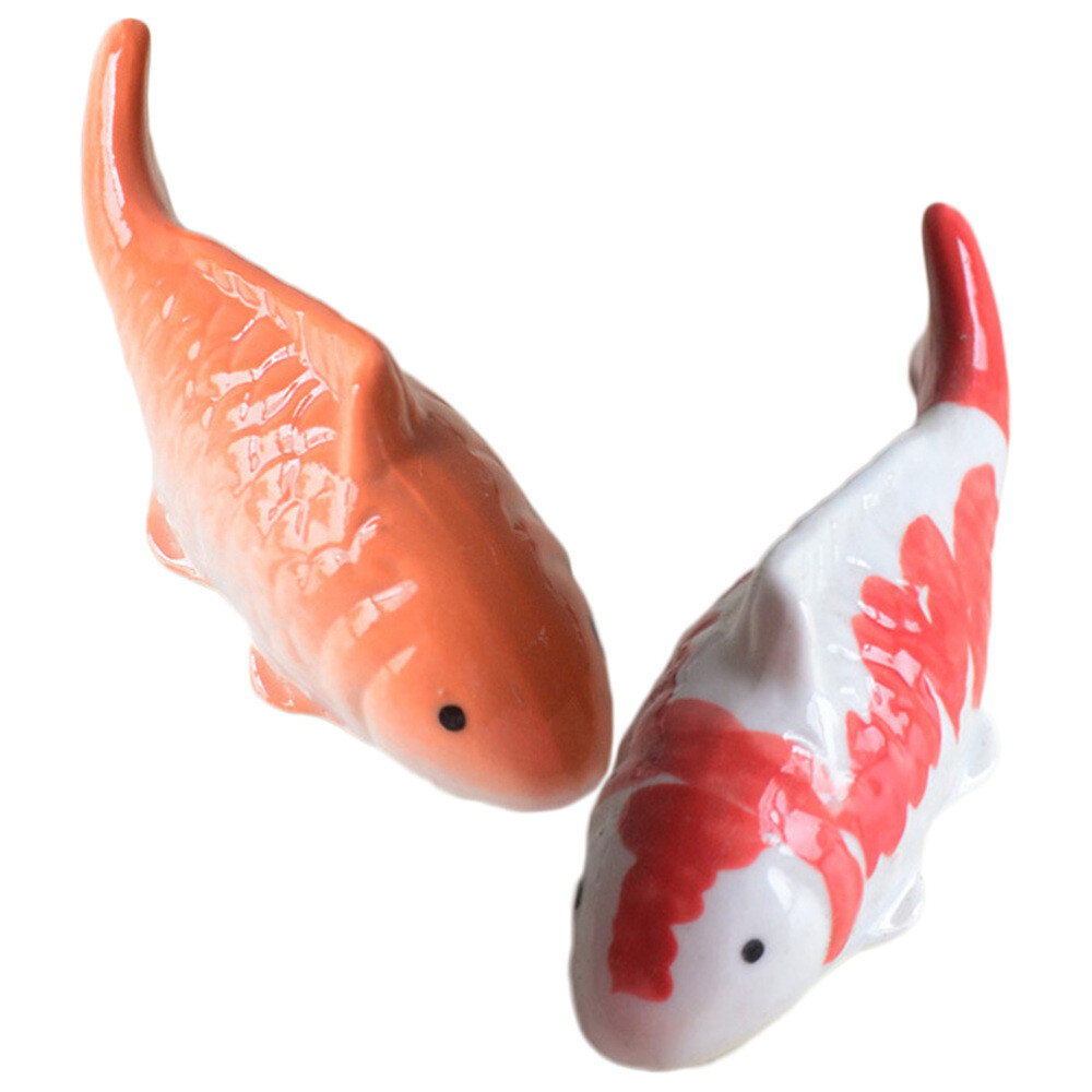 2Pcs Fish Decor Decorative Fish Ceramic Floating Fish Ceramic Fish Crafts