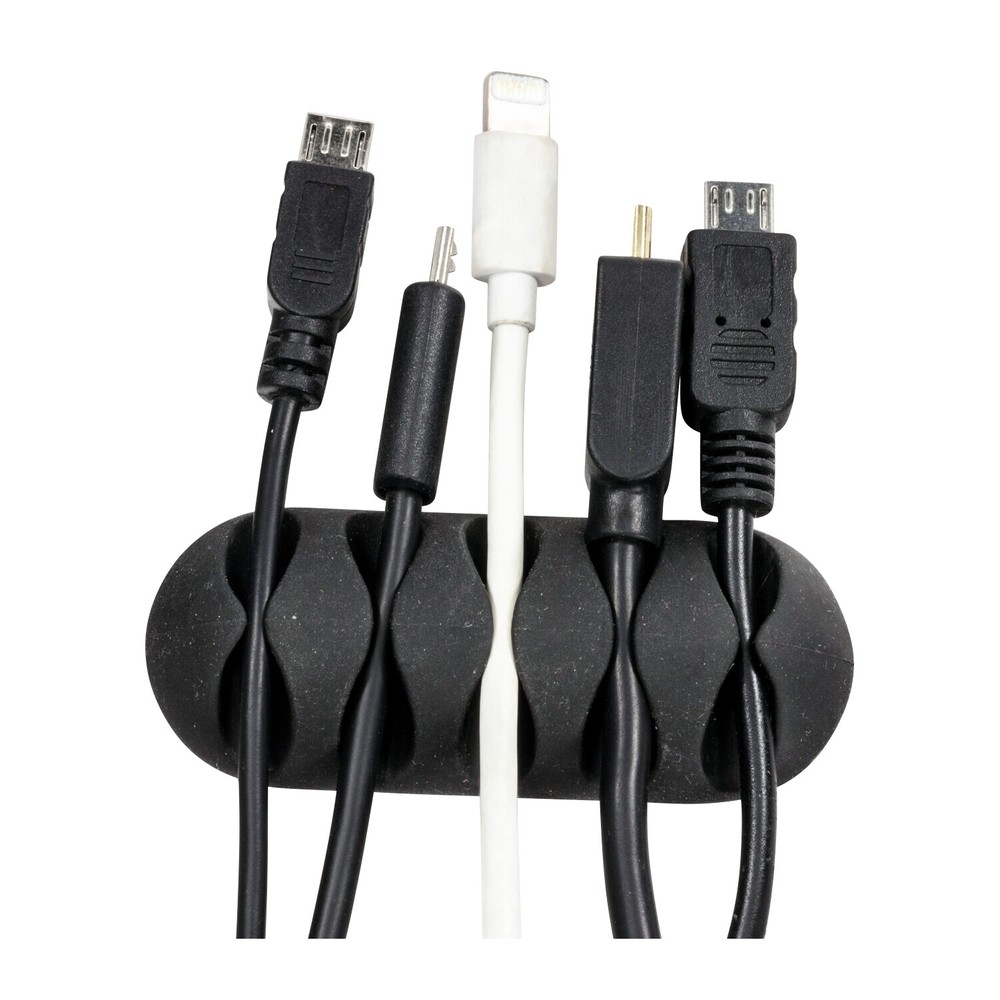 Rok Hardware Multipurpose Quintuple Cable Clip, Desktop Cable Organizer, Black