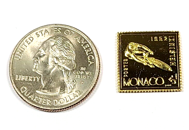 Sterling Silver Gold Plated Monaco Bicycle Olympic Stamp Style Tiny ingot
