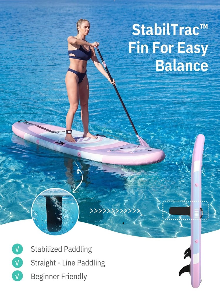 （Ultra-Light）Inflatable Paddle Board with (Beginner Friendly) StabilTrac Fin ...