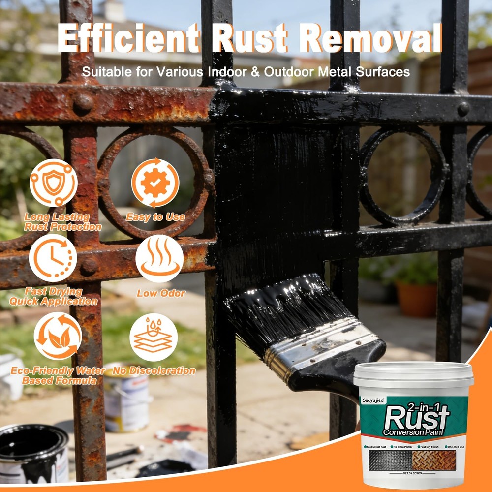 2-In-1 Rust Converter & Metal Primer, 35 Oz Rust Paint for Metal,Rust Convers...