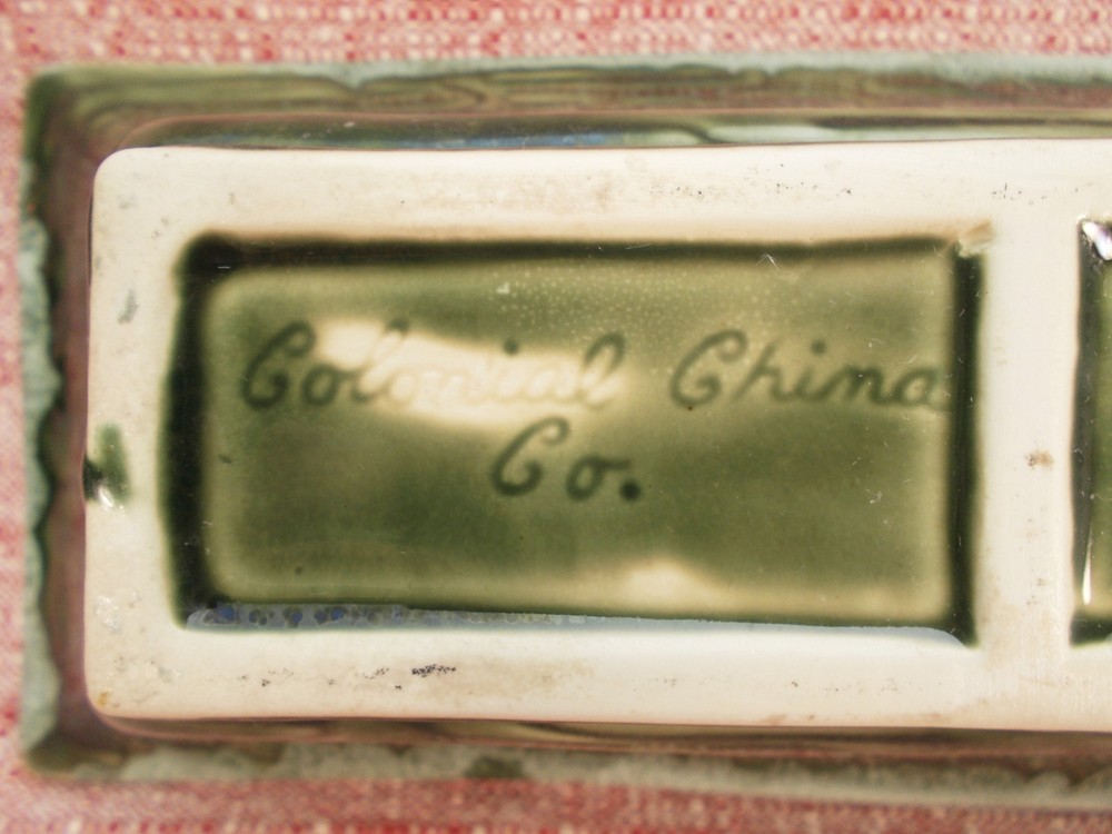 Vintage #410 Colonial China Company Modeled Green Rectangular Planter 11" Long