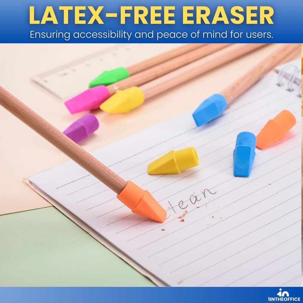 12 Pack Pencil Cap Erasers Assorted Colors Arrowhead Caps Tops Eraser School