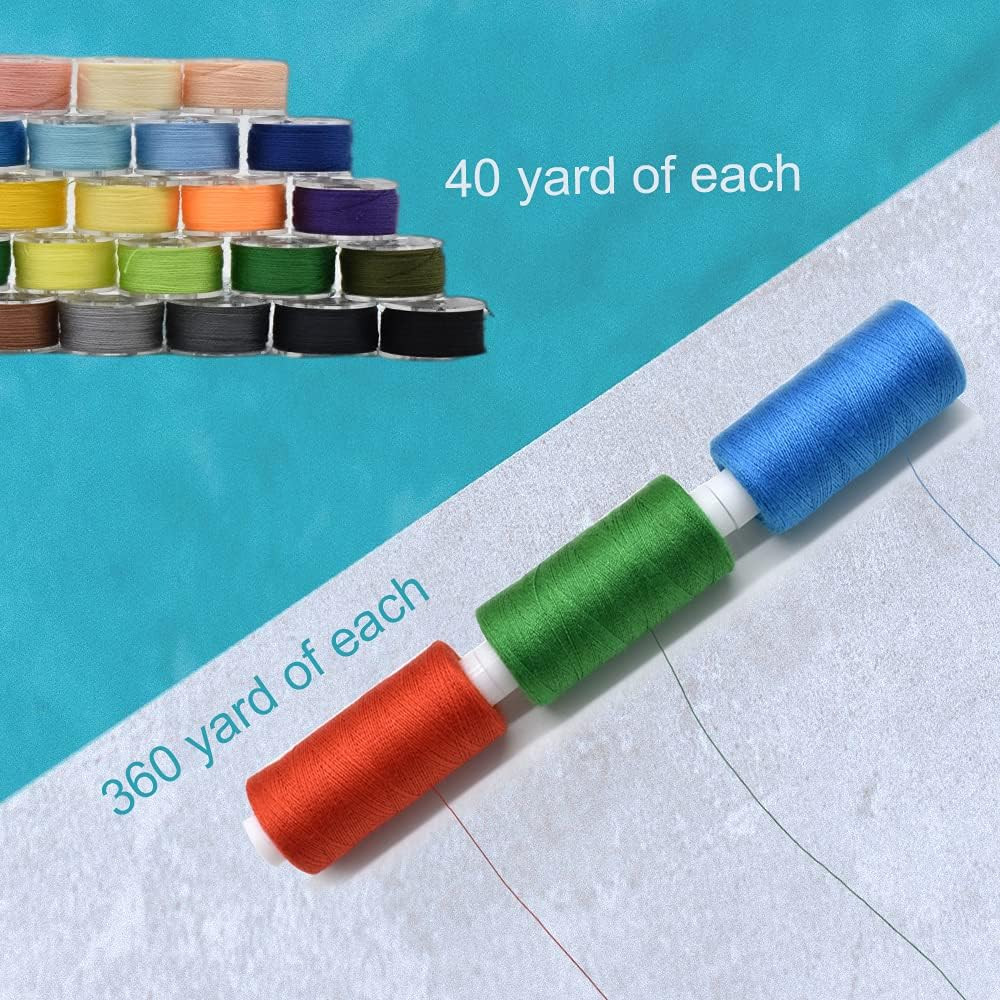 72 Pcs Prewound Bobbins & Thread Spools, 36 Colors, 400 Yards Each