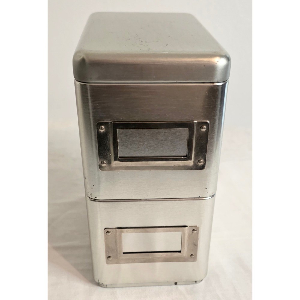 Vintage Stainless Stacking Storage Container Boxes (3 boxes) w/ Blank Label Area