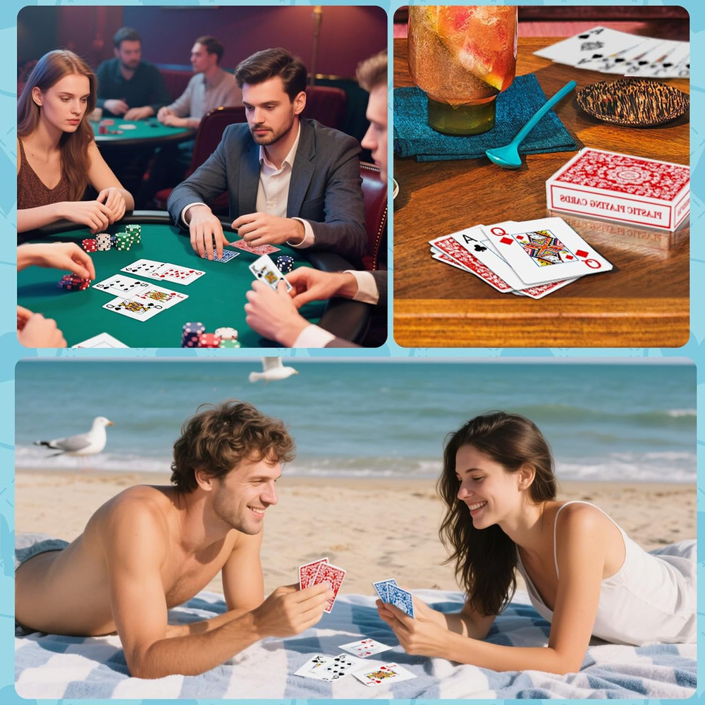 Waterproof Plastic Playing Cards - 2 Pack Large Print
