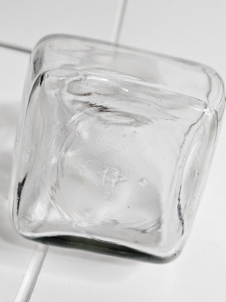 Clear Square Bottle w/ Spindle Neck & Cork 8" Tall