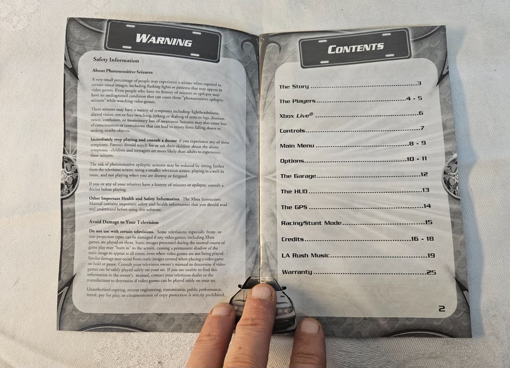 XBOX L.A. Rush Game MANUAL ONLY No Game Disc