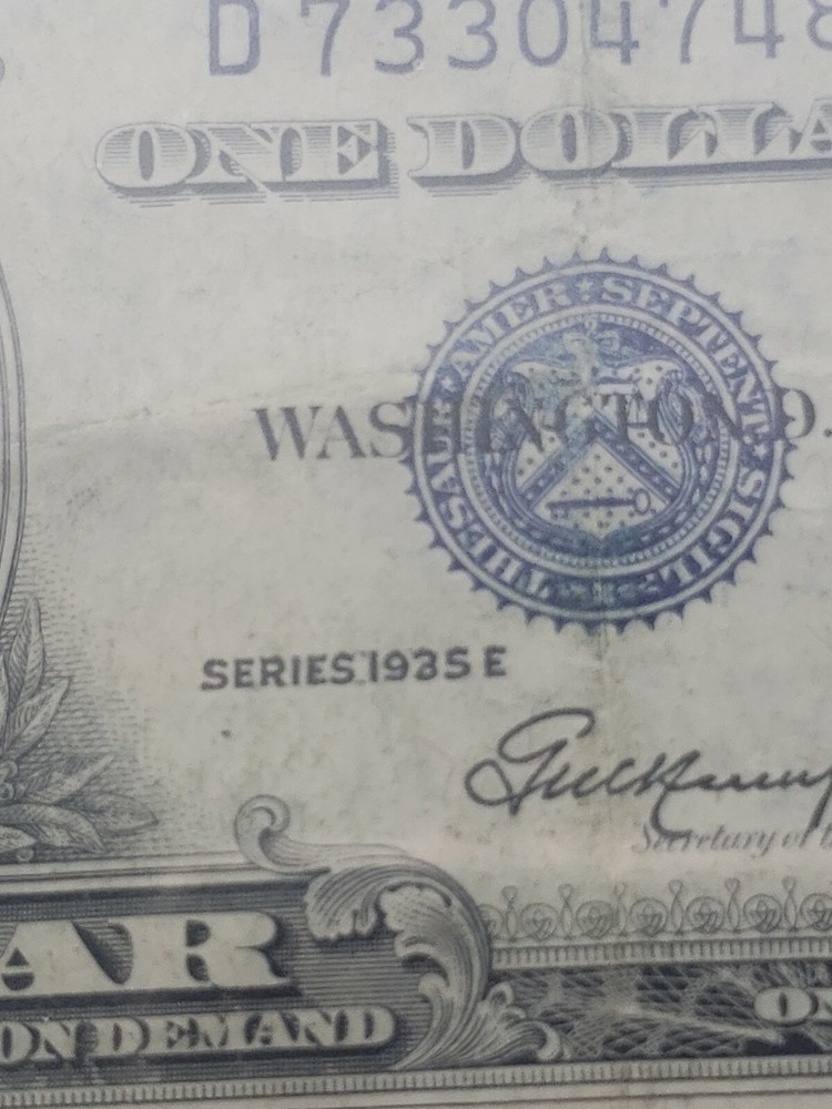 1935 E $1 SILVER CERTIFICATE ERROR BLUE SEAL