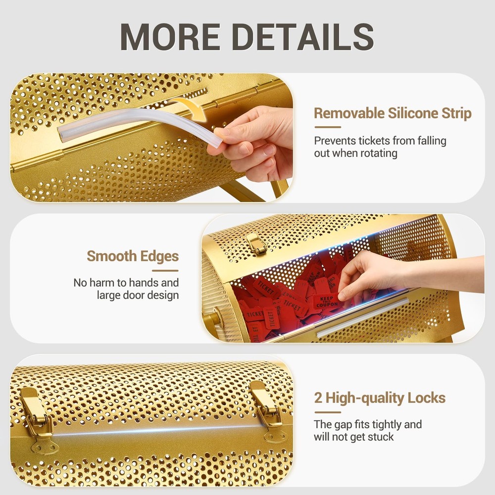 Extra Large Raffle Drum, Thickened Raffle Ticket Spinner Drum Box (Holds 5000...