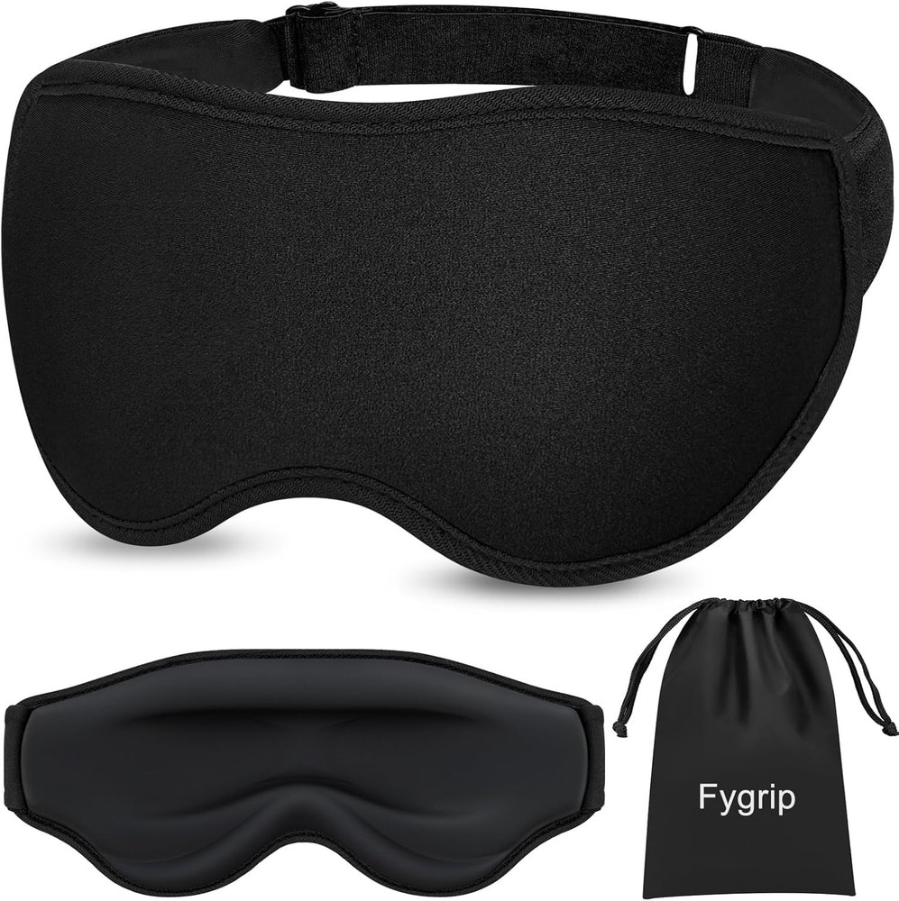 Ergonomic 3D Sleep Mask with Adjustable Strap - Total Blackout for Ultimate Rest