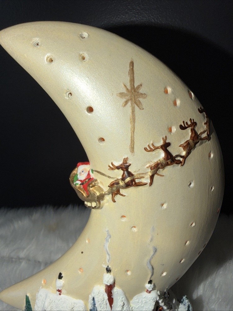 Vintage Hand-painted Moon Ceramic Christmas Night Light