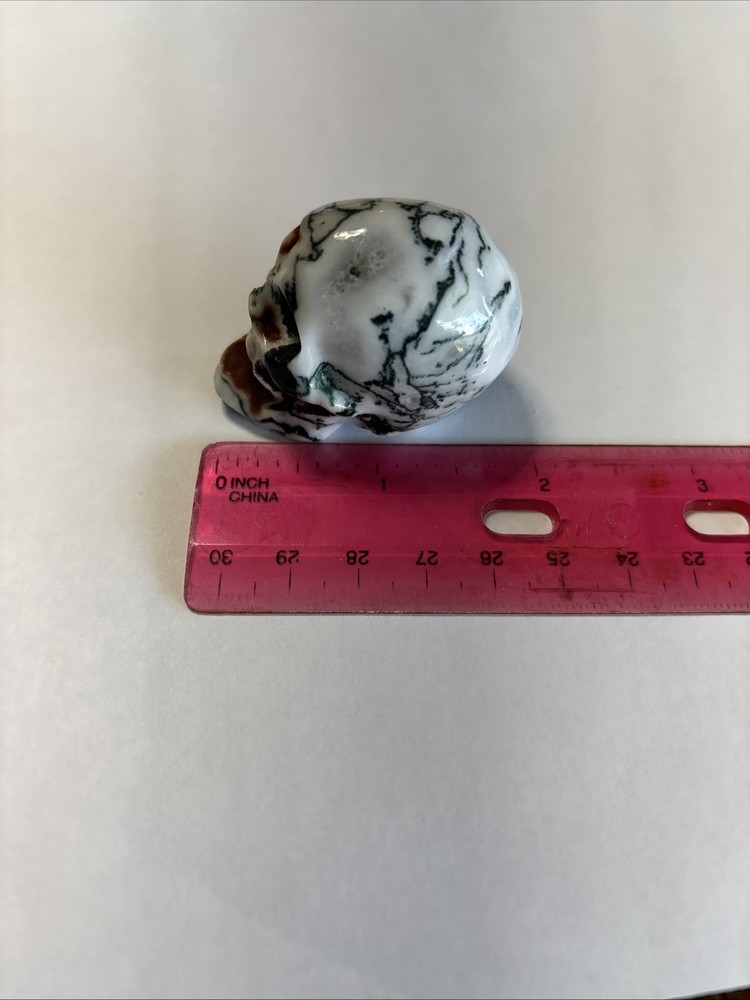 1.8" Geode Moss Agate Crystal Skull Figurine