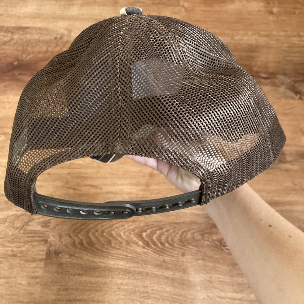 Benelli Logo Patch Trucker Hat Vintage Camo Brown Tan Adjustable