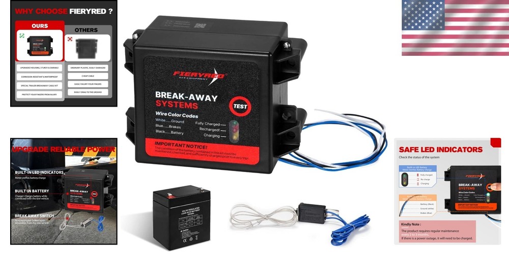 LED Trailer Breakaway Kit with Battery & Switch - Ultimate Safety & Reliability