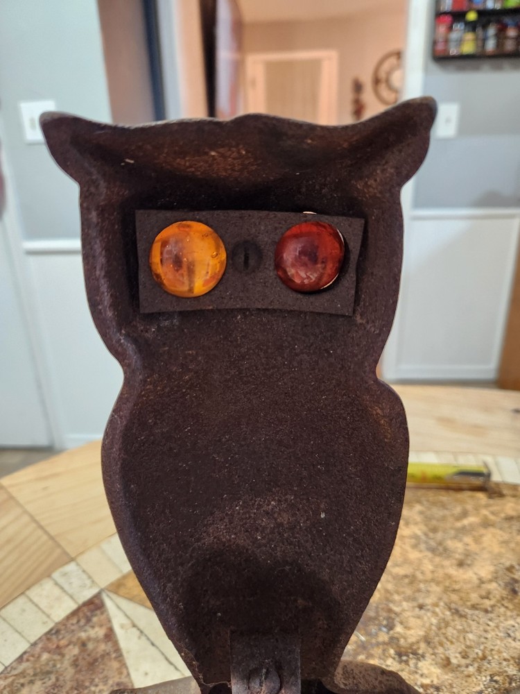 Antique Cast Iron Owl Andirons