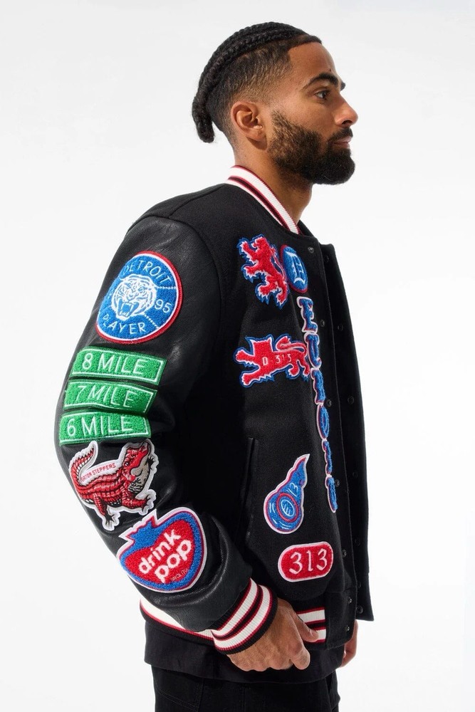 JORDAN CRAIG MOTOWN VARSITY JACKET (BLACK SHADOW)