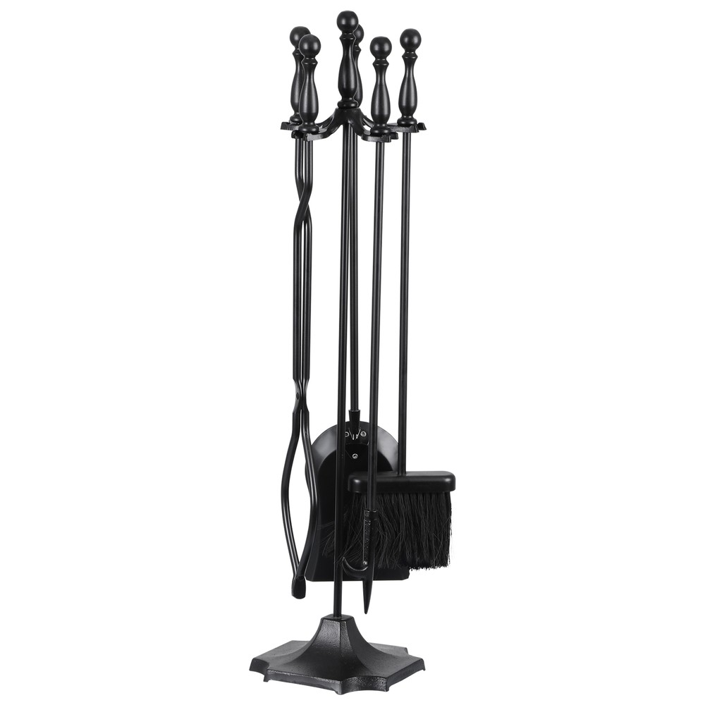 Fireplace Tools Set 5 PCS Fireside Accessories Fire Kit Set Indoor Outdoor Black