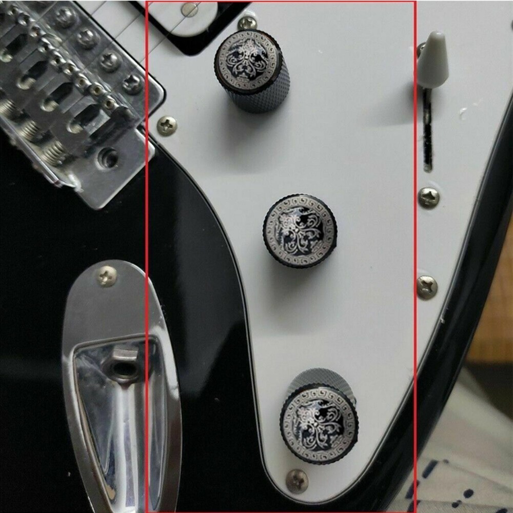 3Pack Metal Electric Guitar Volume Tone Control Dome Knobs Potentiometer Caps
