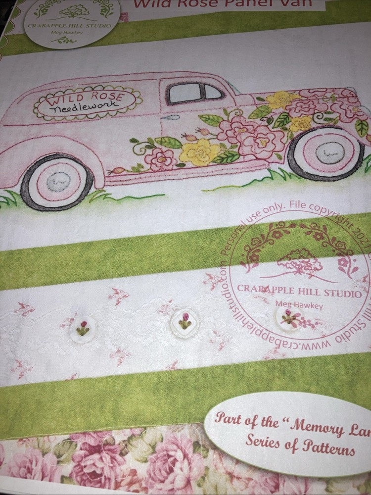 Memory Lane - Wild Rose Panel Van Pattern by Crabapple Hill Studio~USED