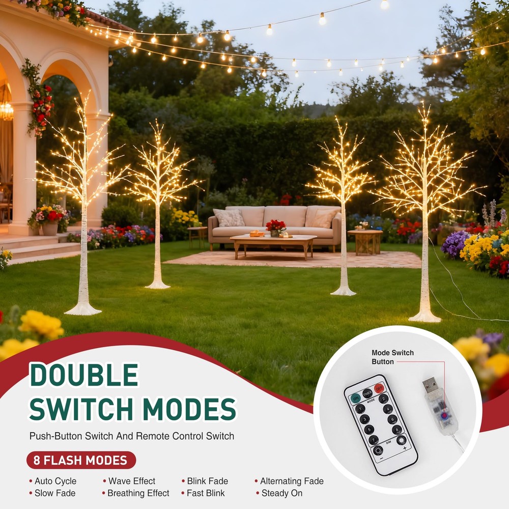 5FT White Firefly Tree with Lights - Lighted Firefly Tree with 350 Warm White...