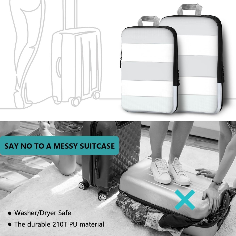 Compression Packing Cubes, 5-Piece Set Travel Organizer Boxes, Compressible Lugg