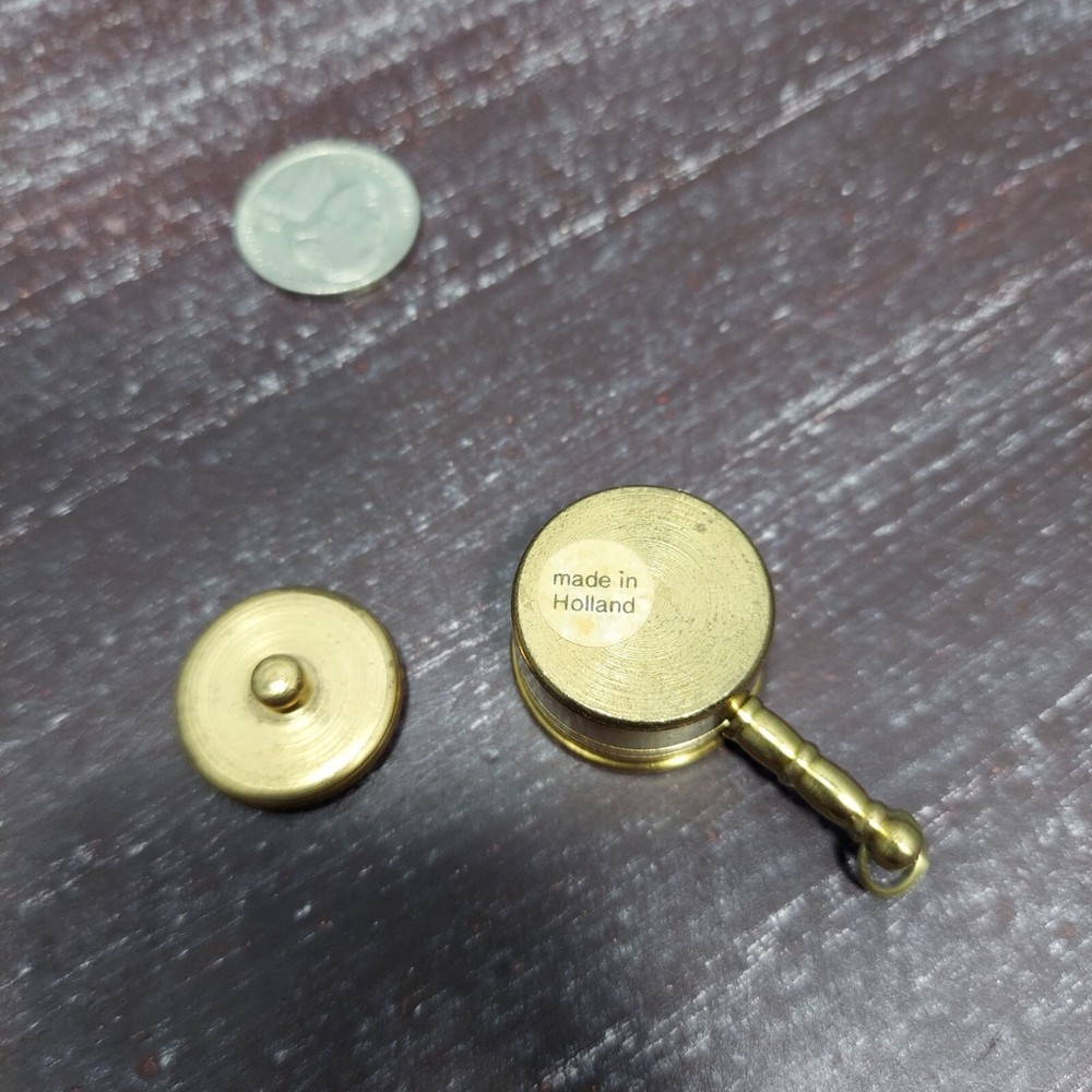 Miniature Solid Brass Pocket Cookware With Lid Made in Holland