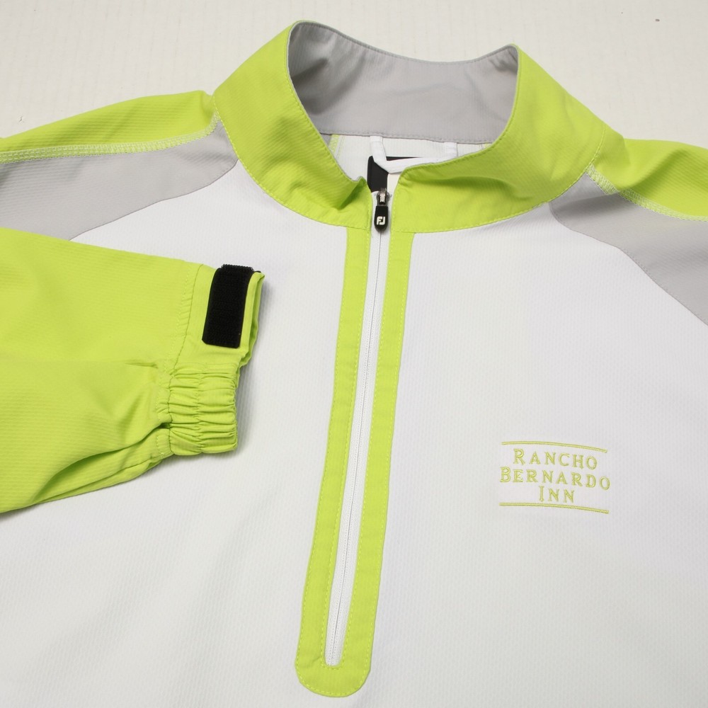FootJoy Wind Shirt Men Medium White Yellow Gray Pullover 1/2 Zip Rancho Bernardo