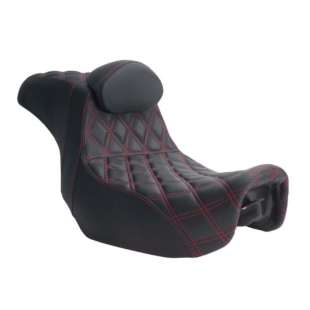 Step Up Red Stitching Seat & Backrest Driver For Harley Dyna Switchback 06-17