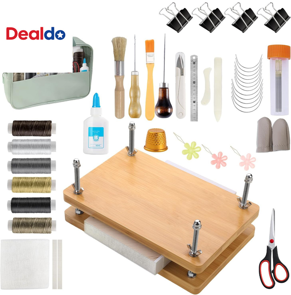 Book Binding Kit with Wooden Press Tools Set DIY Bookbinding Kit