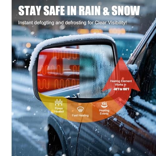 Driver Side Heated Mirror Glass Replacement for Dodge Ram Left (Driver Side)