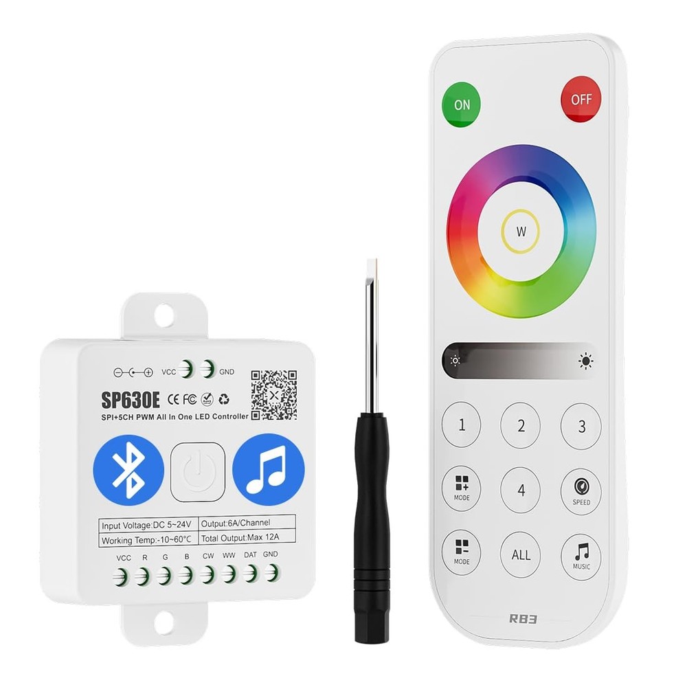 BTF-LIGHTING SP630E Bluetooth Controllers 4 Zones SP630E+RB3 Kit, Multicolor
