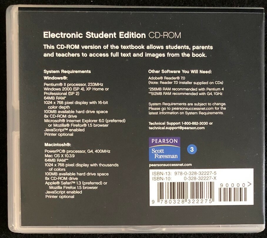 3rd Grade enVision ELECTRONIC STUDENT EDITION CD-ROM - Hard Case (2010, Pearson)