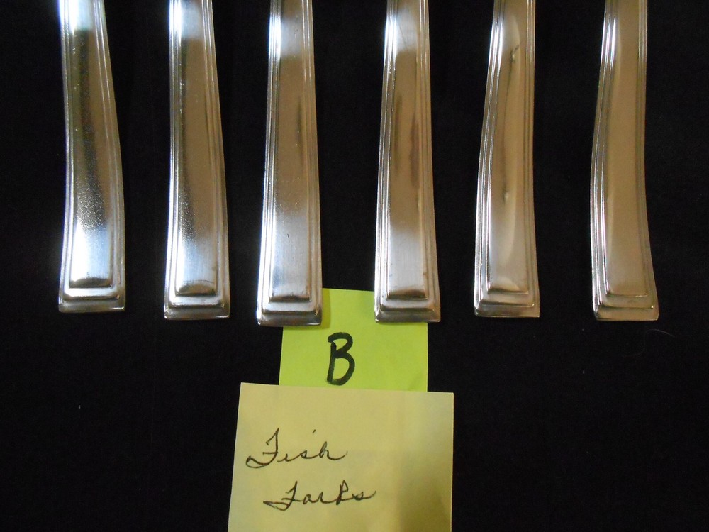 6 Hampton Silversmiths PORTFOLIO Glossy Stainless FISH FORKS 7" LOT B