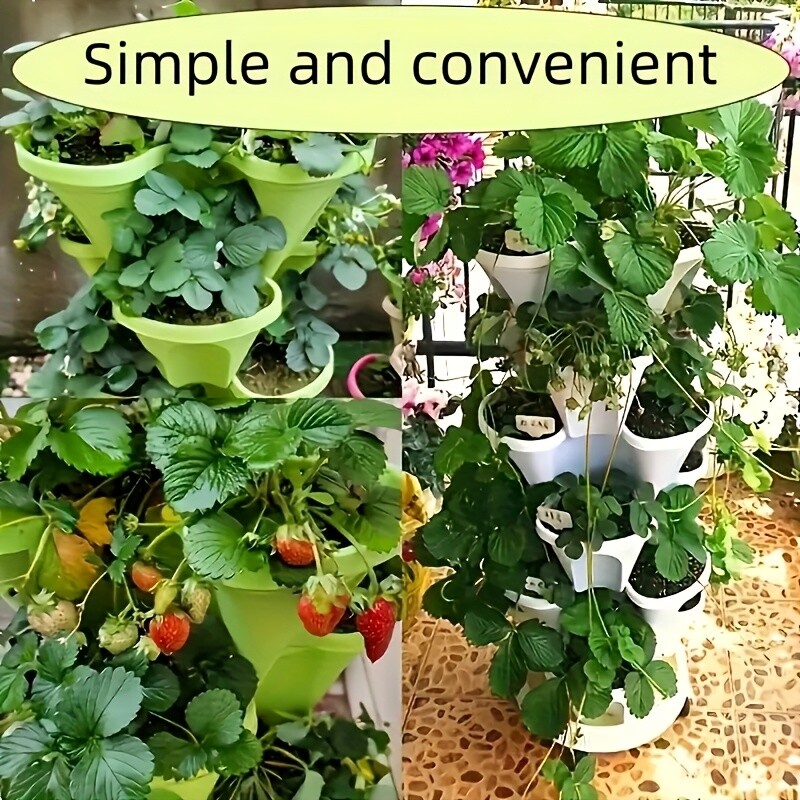 Vertical Planter 5 Tier Stackable Planters w/Wheel Garden Tower Pot Planting Pot