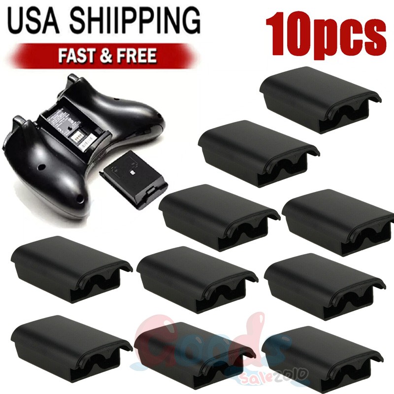 10 Black AA Battery Back Shell Case Cover Pack For Xbox 360 Wireless Controller