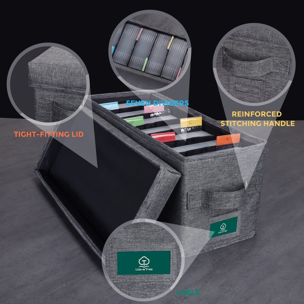 T WaveTree CD Storage Box with Lid Pack of 3, Practical CD-3 Pack, Grey