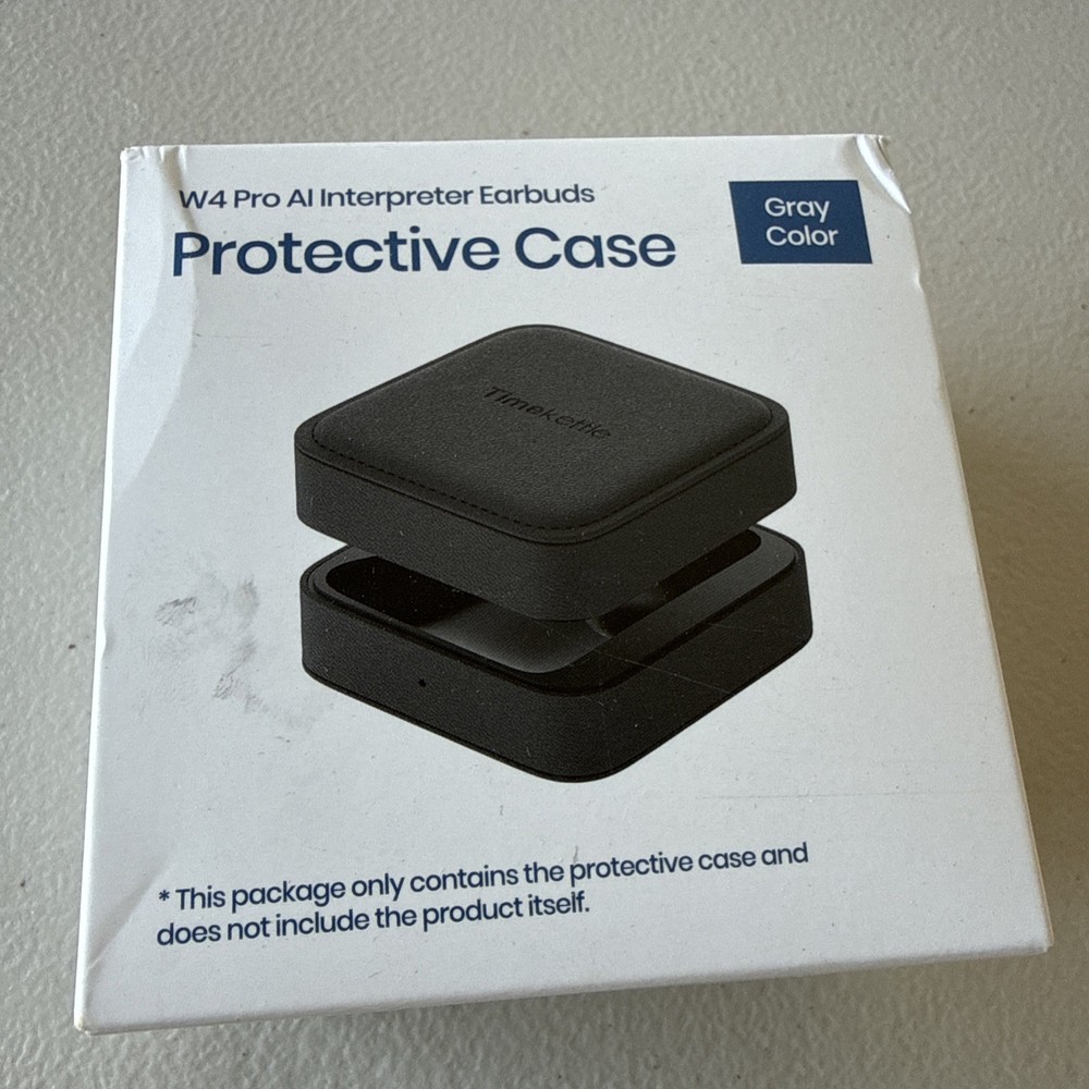 Timekettle Leather Gray Scratch-Resistant Case for W4 Pro AI Interpreter Earbuds