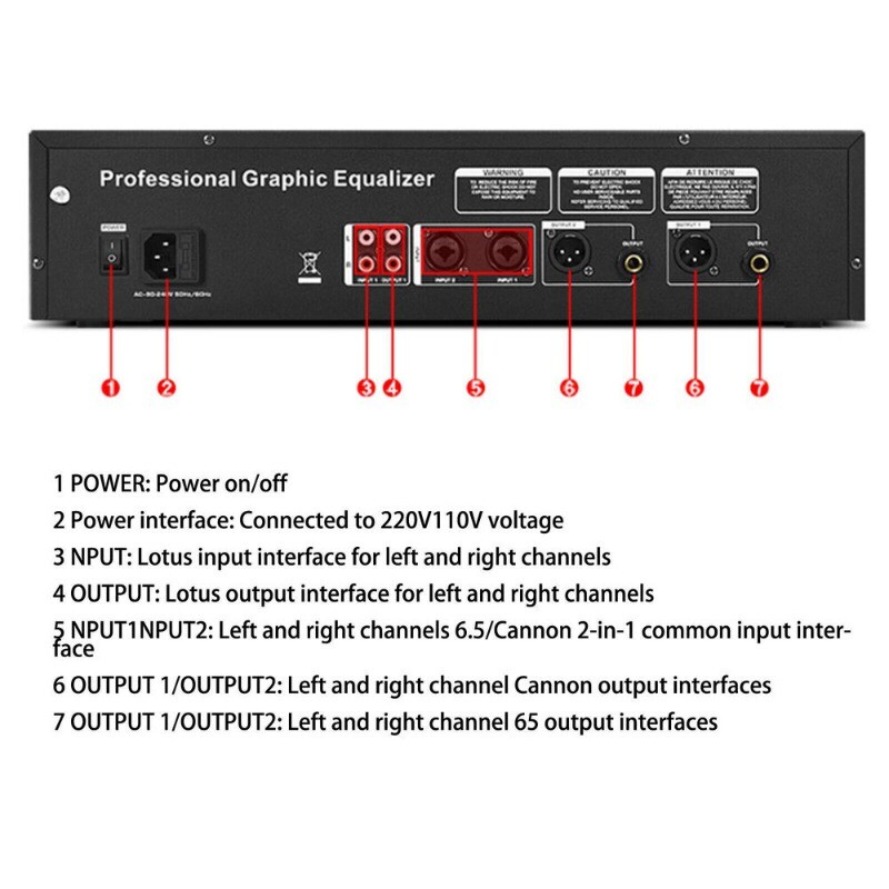 EQ-323 Dual 31-band Graphic Equalizer Spectrum Digital Equalizer for Stage BLACK
