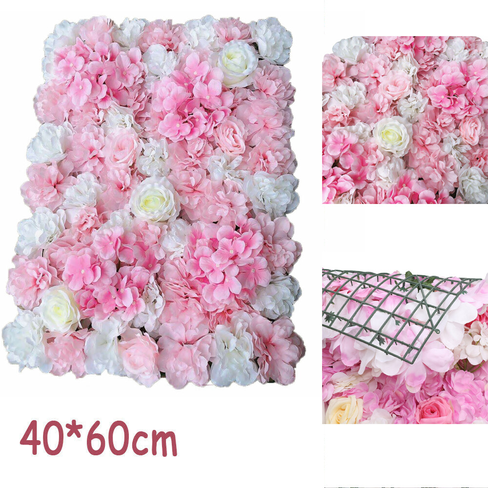 12x Artificial Silk Flower Wall Panel Floral Backdrop Party Wedding Decoration