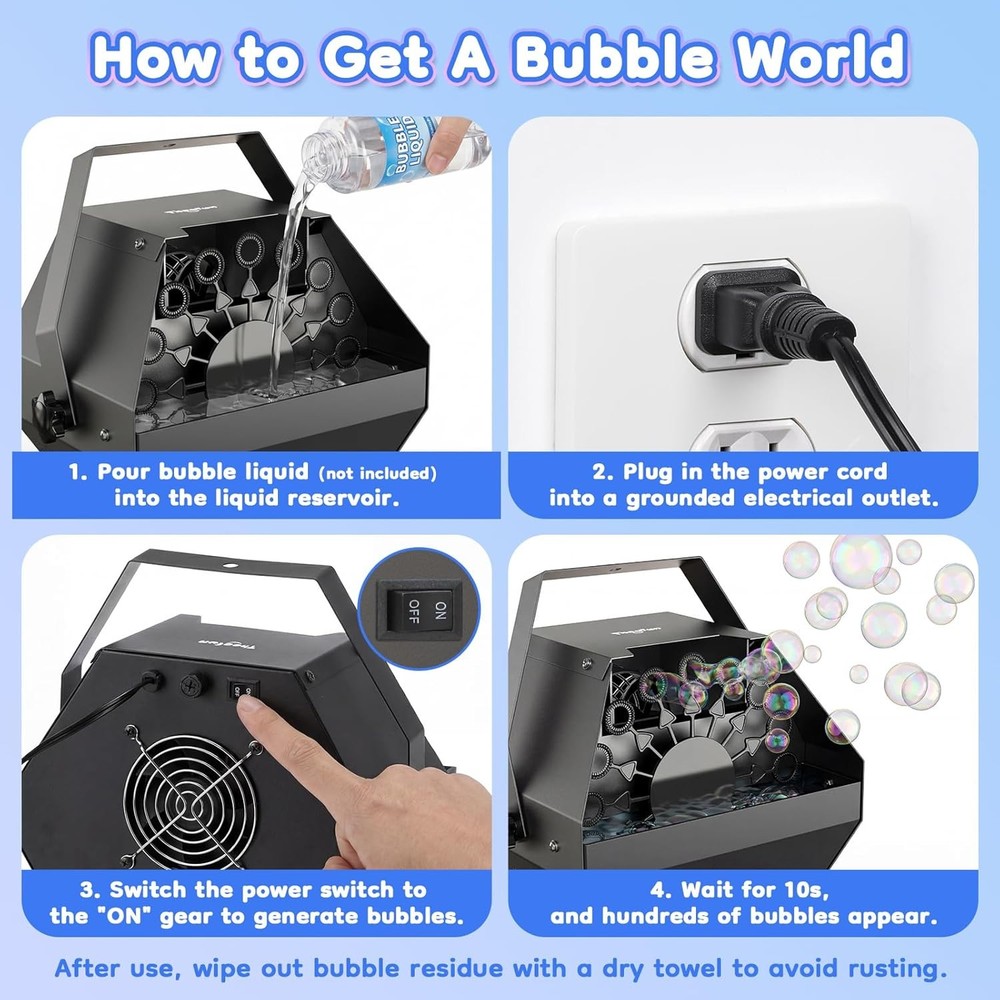 750ML Automatic Bubble Machine Metal Portable Bubble Maker for Parties Events
